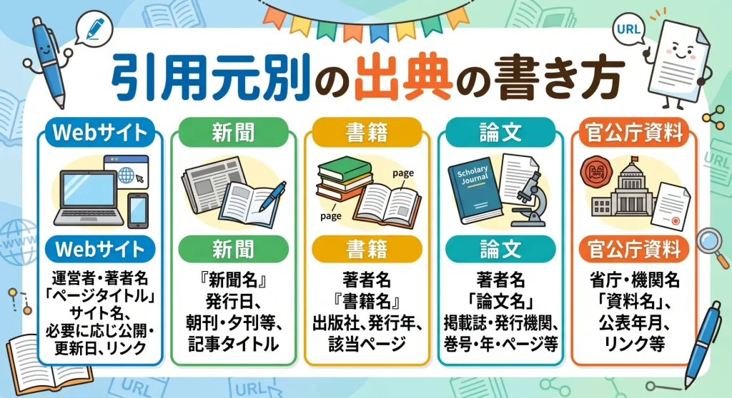 6. 引用元別の出典の書き方