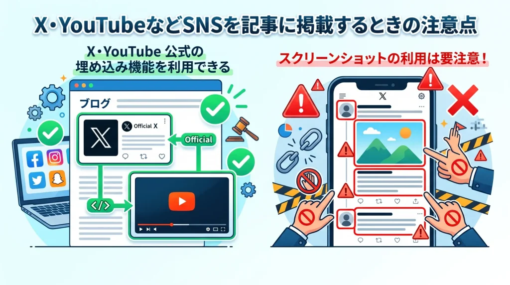 7. X・YouTubeなどSNSを記事に掲載するときの注意点