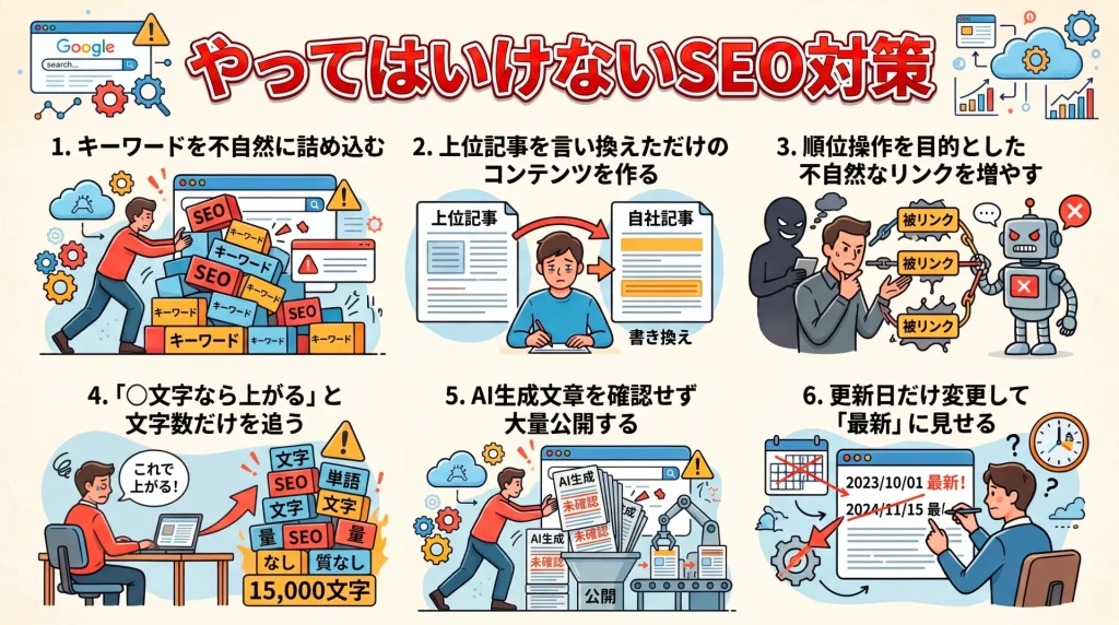 7. やってはいけないSEO対策