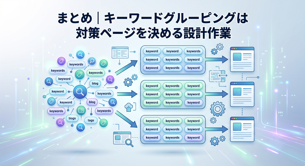 8. まとめ｜キーワードグルーピングは対策ページを決める設計作業