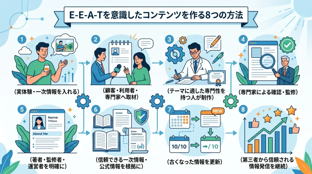 4. E-E-A-Tを意識したコンテンツを作る8つの方法