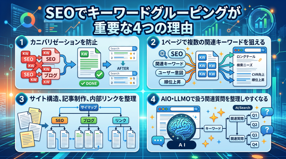 2. SEOでキーワードグルーピングが重要な4つの理由