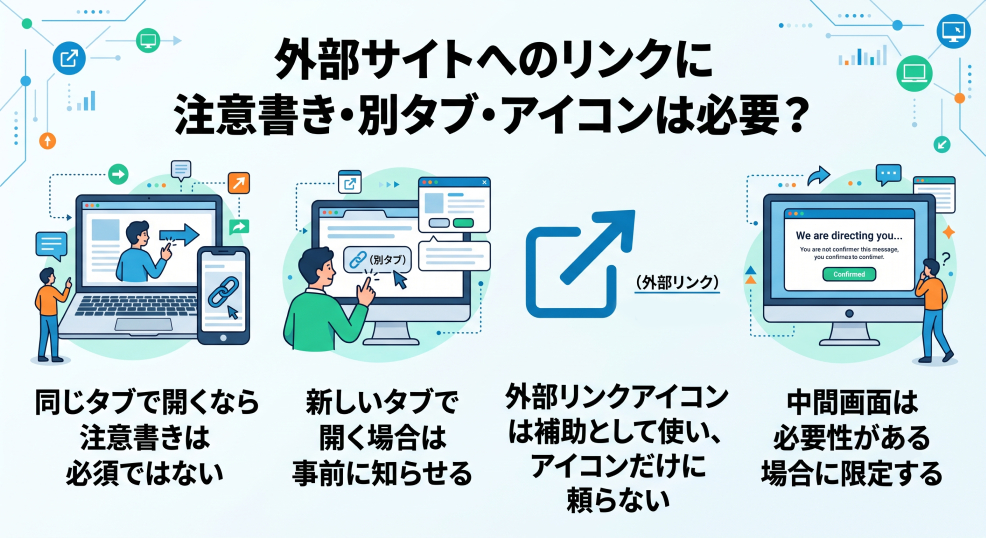 6. 外部サイトへのリンクに注意書き・別タブ・アイコンは必要？