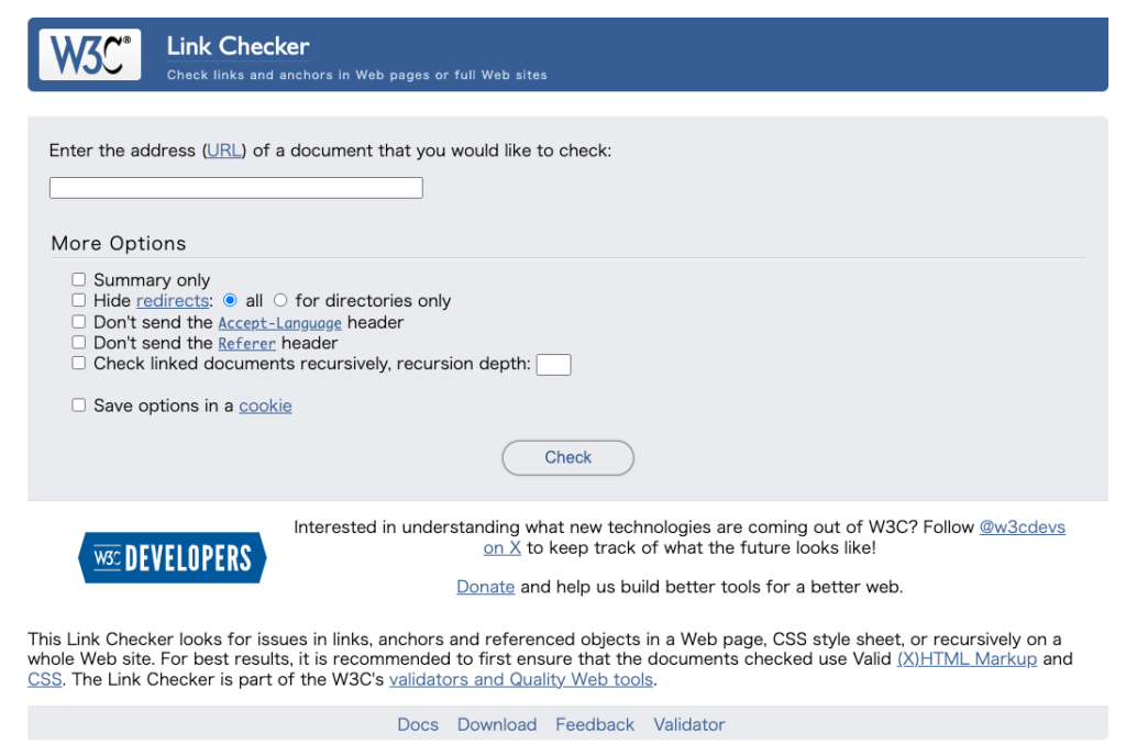 W3C Link Checker TOP画像