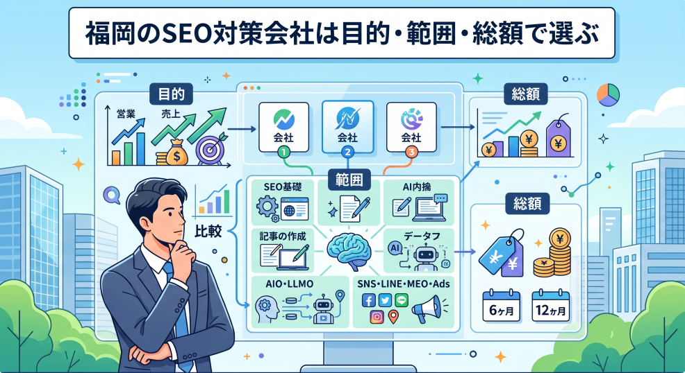 7. 福岡のSEO対策会社は目的・範囲・総額で選ぶ