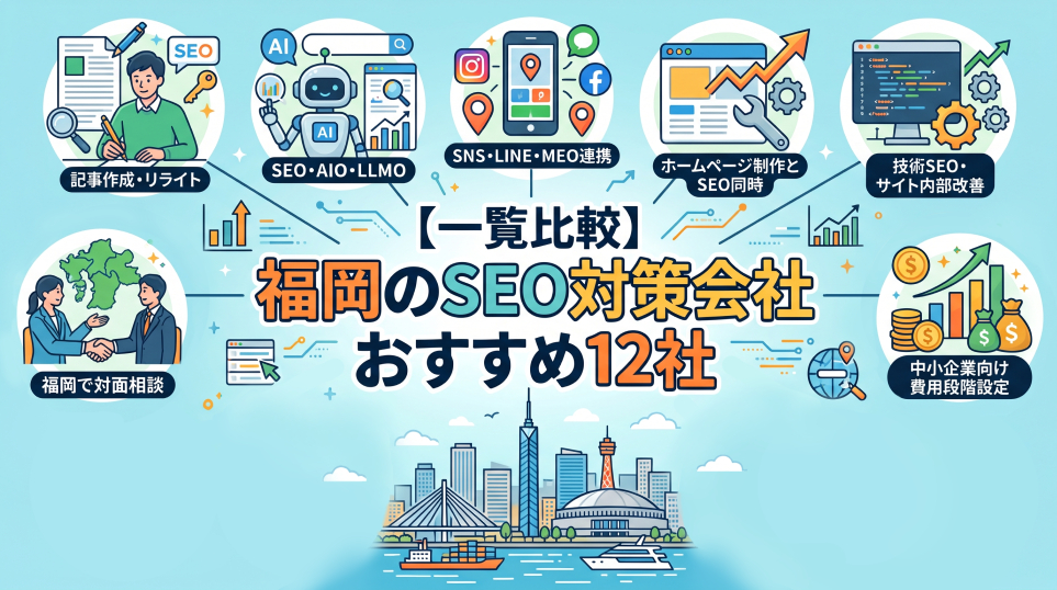 1. 【一覧比較】福岡のSEO対策会社おすすめ12社