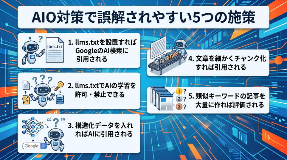 7. AIO対策で誤解されやすい5つの施策